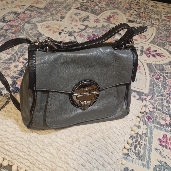 Michael Kors Gray Leather Shoulder Bag with Silver Hardware - Picture 6 of 7